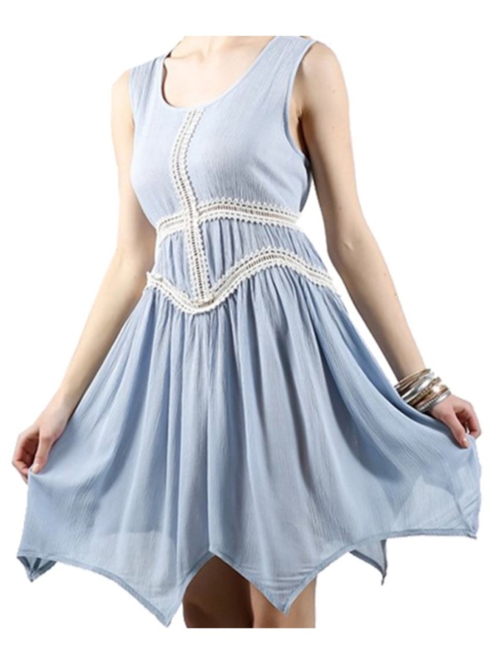 NWT Kori Crochet Lace Detail Dress - Sky